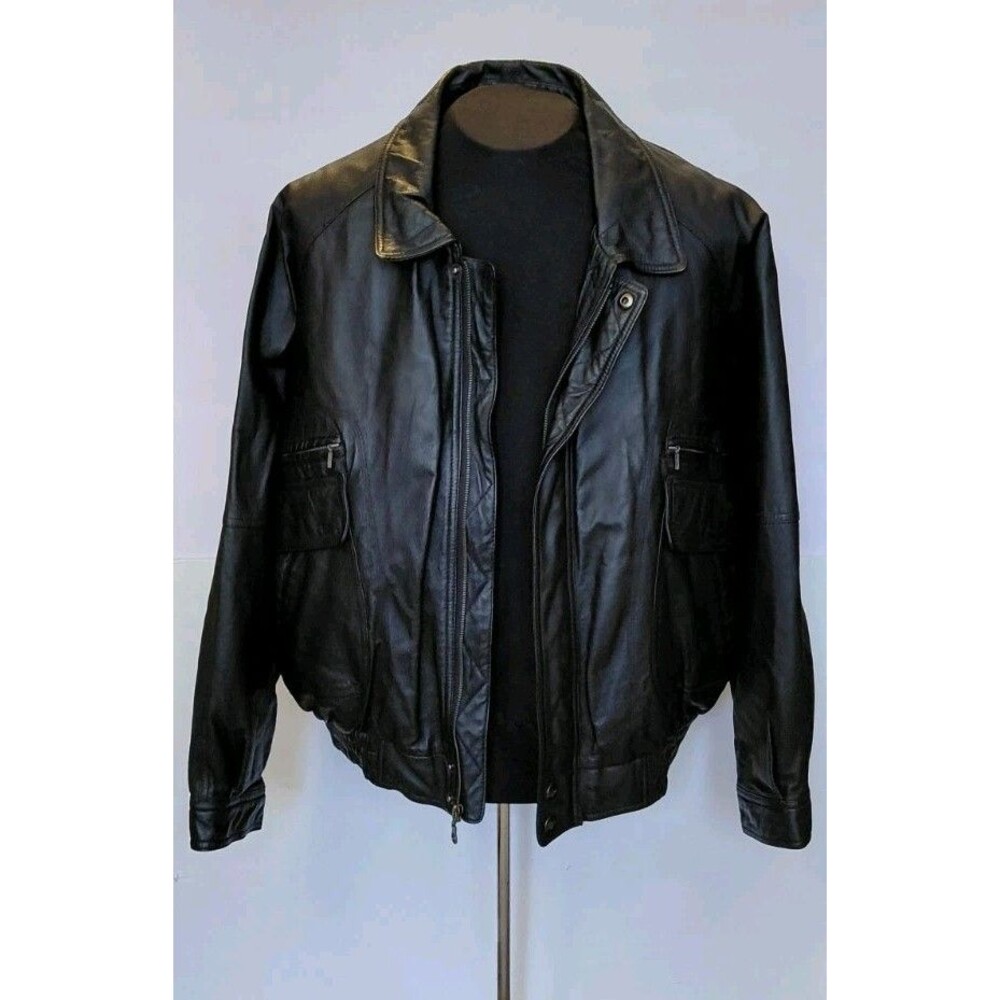 Vtg Men's American Outerwear Genuine Leather Bomber Jacket L/XL (No Size Tag)